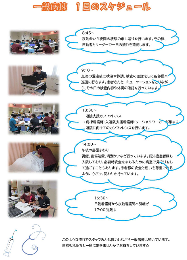 2階病棟（一般病棟）での一日の流れ